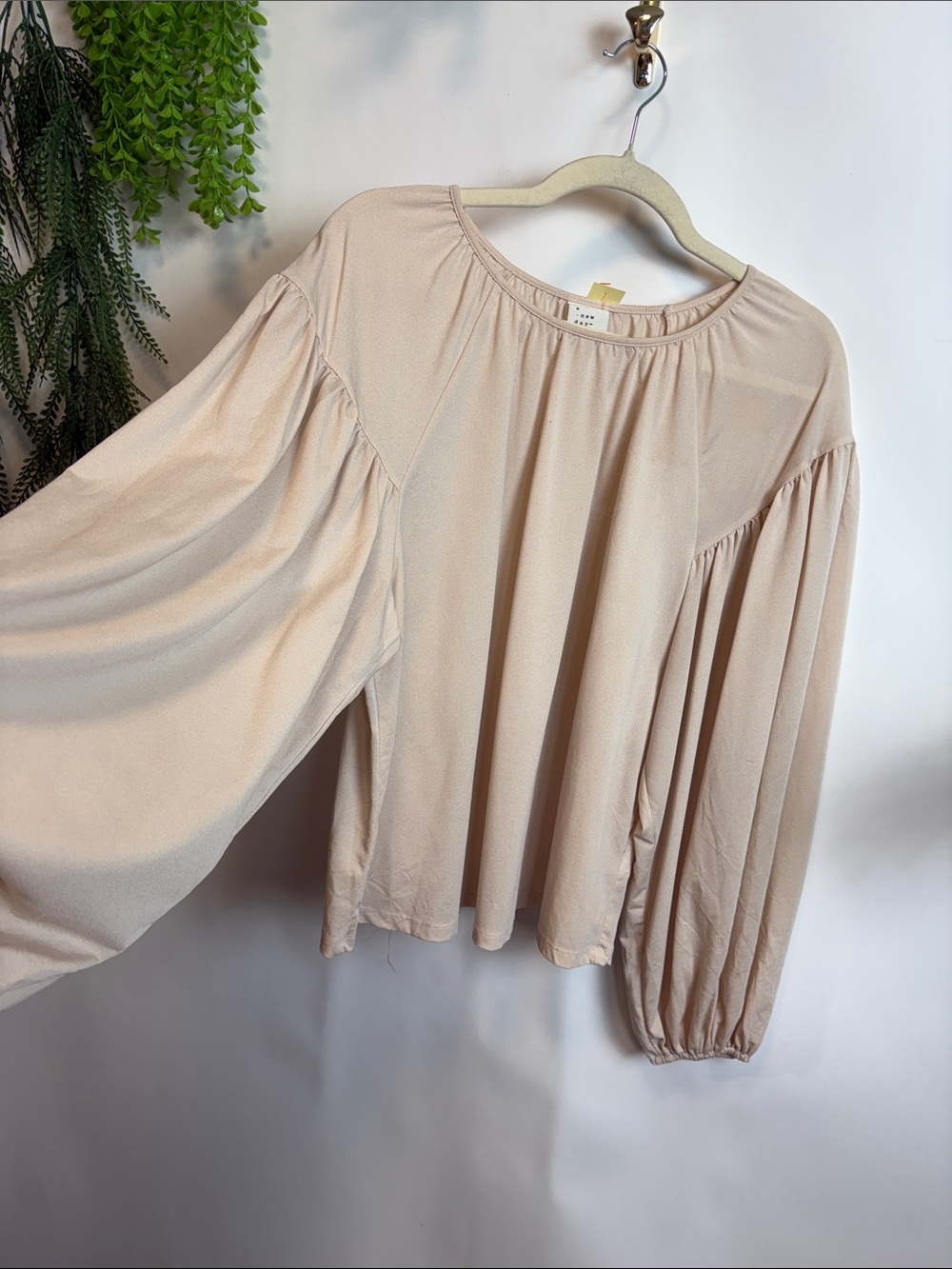 a new day Cream Balloon Sleeve Peasant Blouse